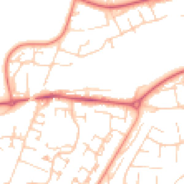 Daytime road noise heatmap for RG22 5EE