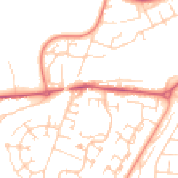Daytime road noise heatmap for RG22 5EQ