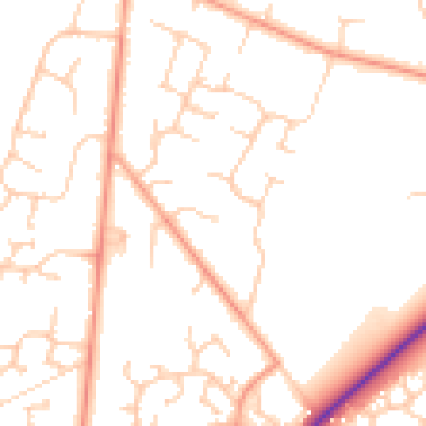 Daytime road noise heatmap for RG22 5LD