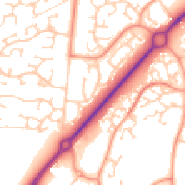 Daytime road noise heatmap for RG22 5NQ
