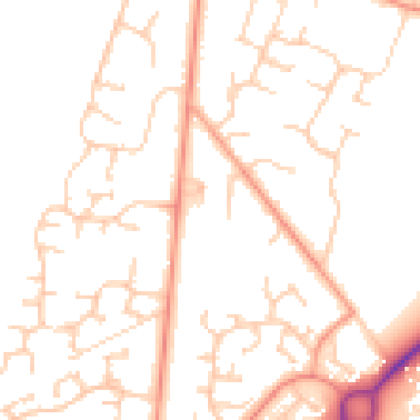 Daytime road noise heatmap for RG22 5NY