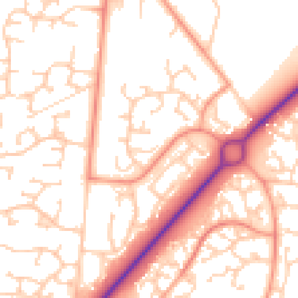 Daytime road noise heatmap for RG22 5RA