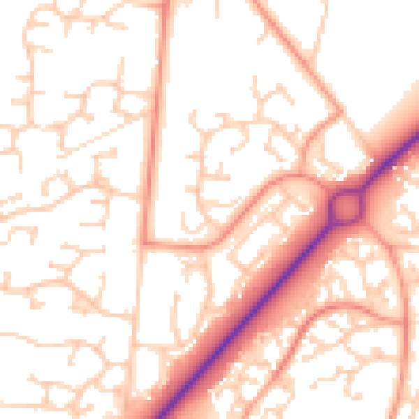 Daytime road noise heatmap for RG22 5RJ