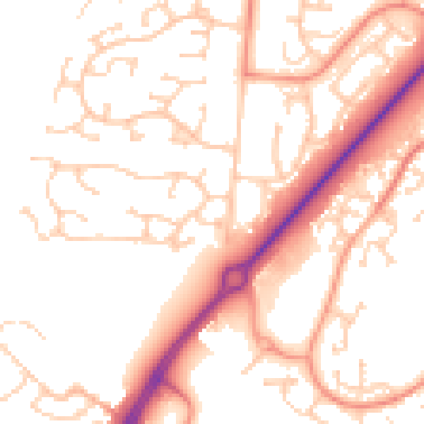 Daytime road noise heatmap for RG22 5UA
