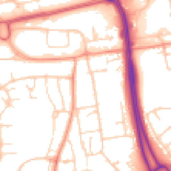 Daytime road noise heatmap for RG22 6AQ