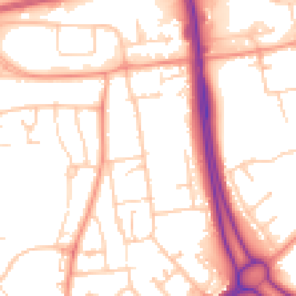 Daytime road noise heatmap for RG22 6AY