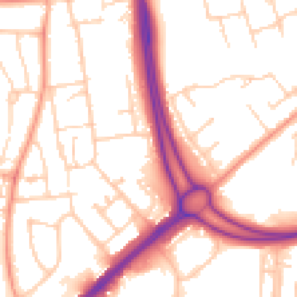 Daytime road noise heatmap for RG22 6BZ