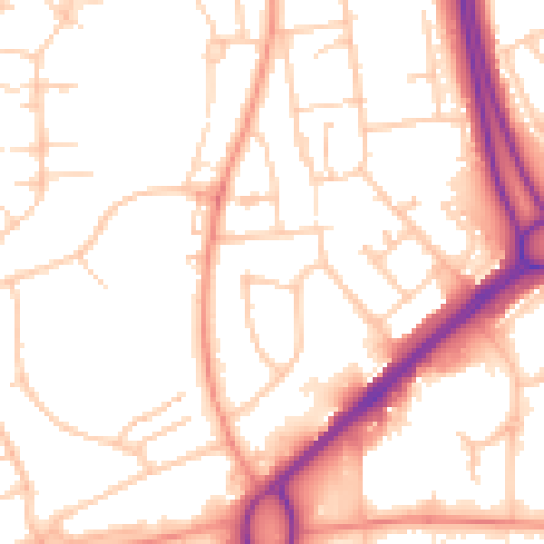 Daytime road noise heatmap for RG22 6ED