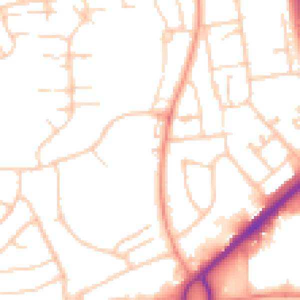 Daytime road noise heatmap for RG22 6EW