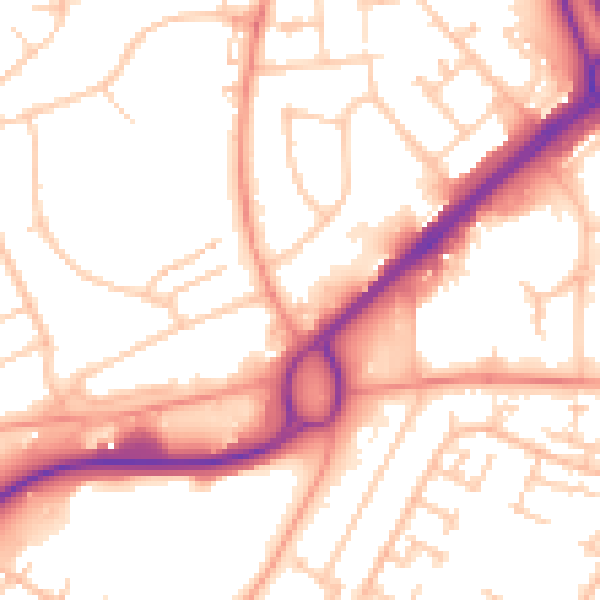 Daytime road noise heatmap for RG22 6HB