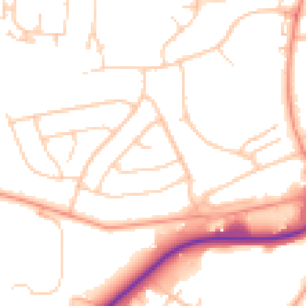 Daytime road noise heatmap for RG22 6LA