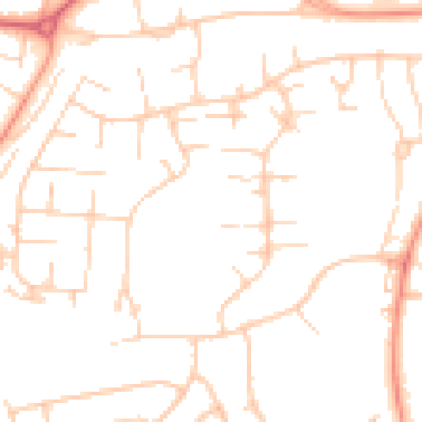Daytime road noise heatmap for RG22 6LE
