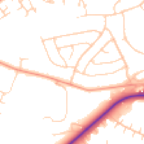 Daytime road noise heatmap for RG22 6LH