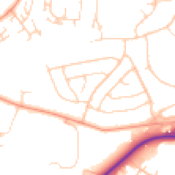 Daytime road noise heatmap for RG22 6NA