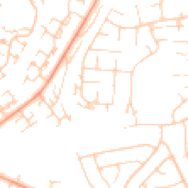Daytime road noise heatmap for RG22 6SE