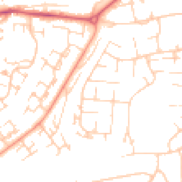 Daytime road noise heatmap for RG22 6SQ