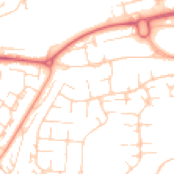 Daytime road noise heatmap for RG22 6UE
