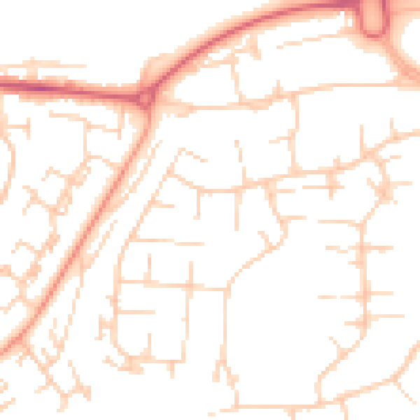 Daytime road noise heatmap for RG22 6UJ