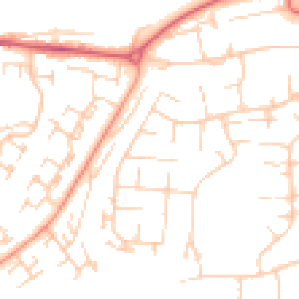 Daytime road noise heatmap for RG22 6UW