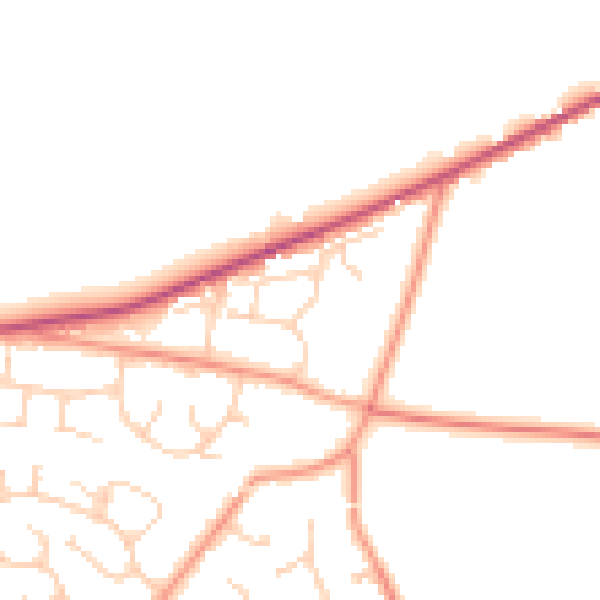 Daytime road noise heatmap for RG23 7BG