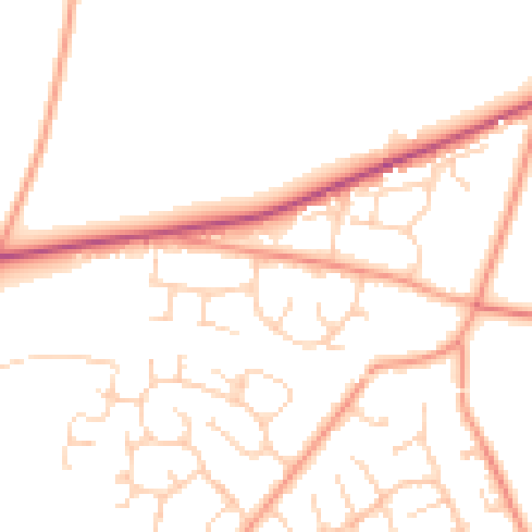 Daytime road noise heatmap for RG23 7BN