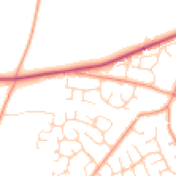 Daytime road noise heatmap for RG23 7BW