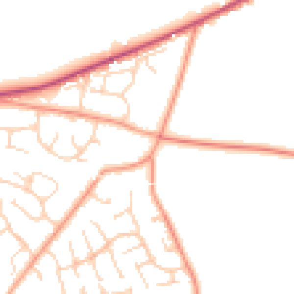 Daytime road noise heatmap for RG23 7BX