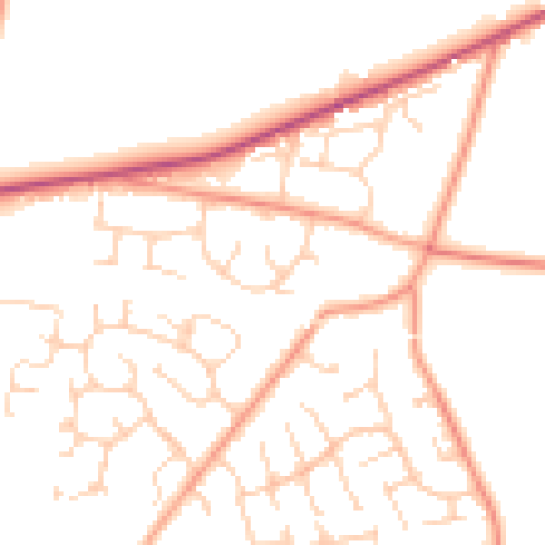 Daytime road noise heatmap for RG23 7BY