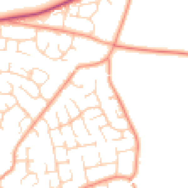 Daytime road noise heatmap for RG23 7DP