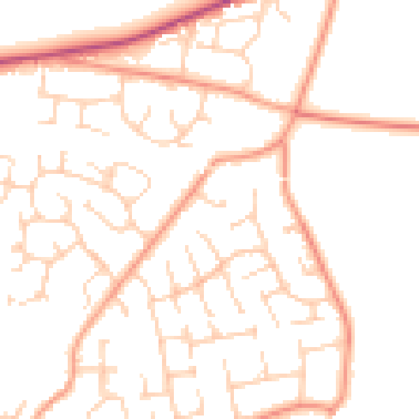 Daytime road noise heatmap for RG23 7JR