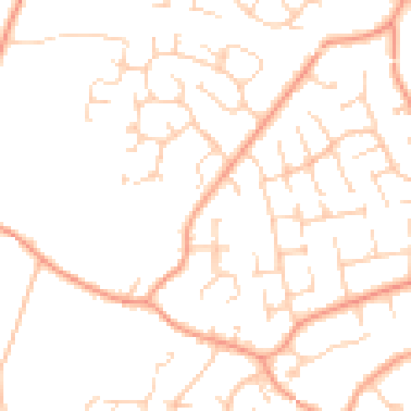Daytime road noise heatmap for RG23 7JY
