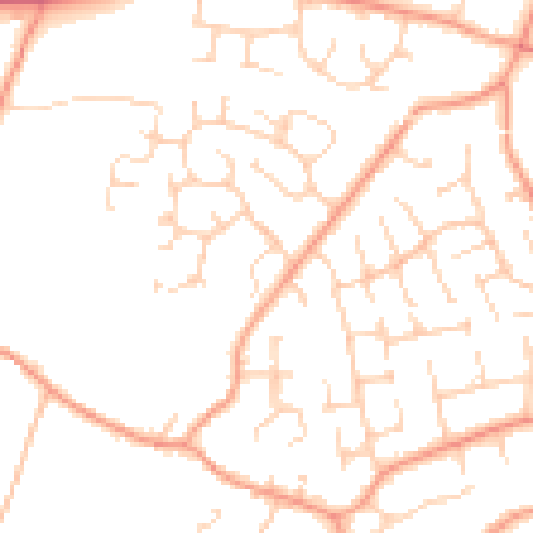 Daytime road noise heatmap for RG23 7LA