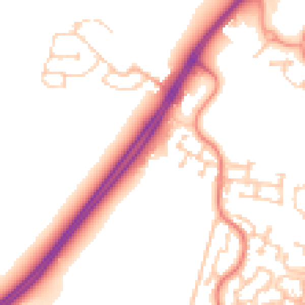 Daytime road noise heatmap for RG23 7LL