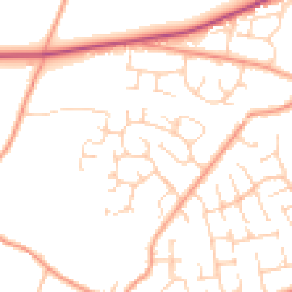Daytime road noise heatmap for RG23 7LX