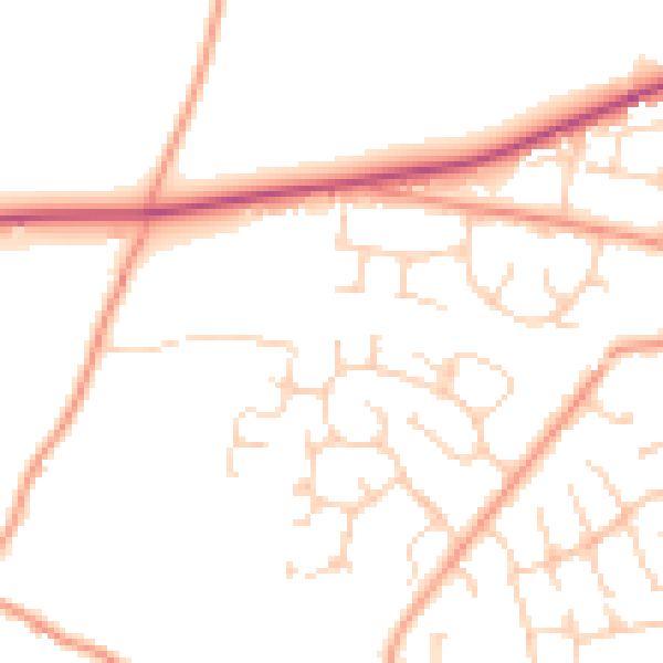 Daytime road noise heatmap for RG23 7ND
