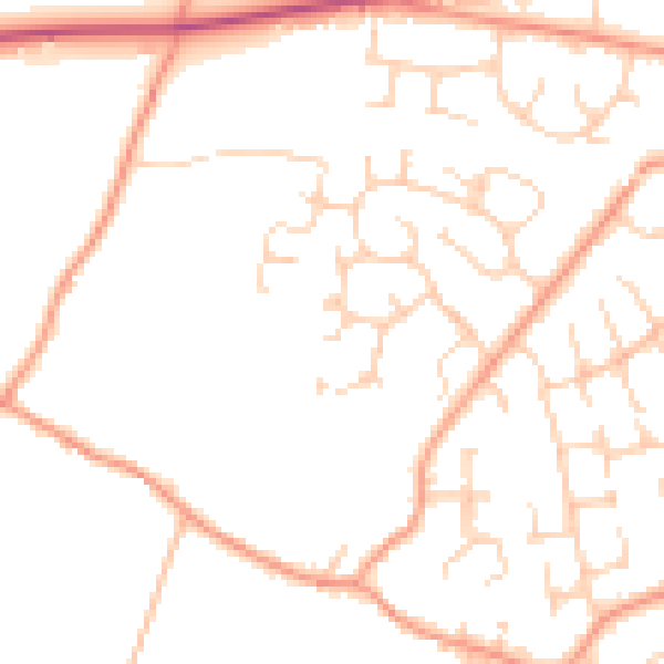 Daytime road noise heatmap for RG23 7NG
