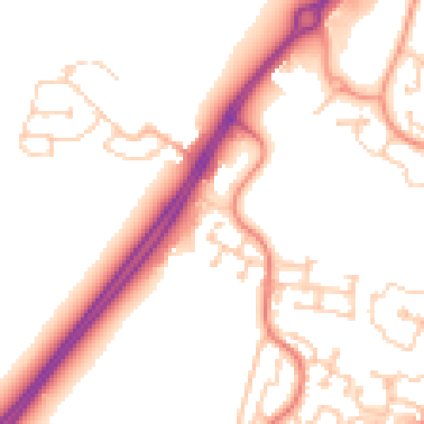 Daytime road noise heatmap for RG23 7NL