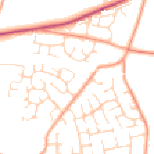 Daytime road noise heatmap for RG23 7NQ