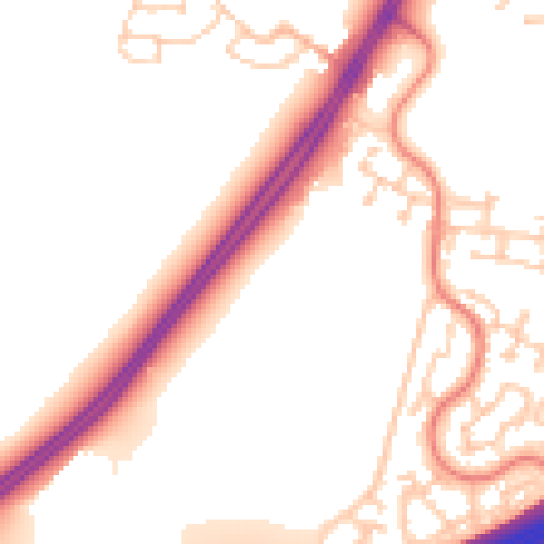 Daytime road noise heatmap for RG23 7PP