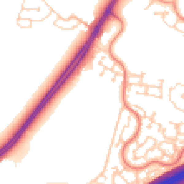Daytime road noise heatmap for RG23 7PT