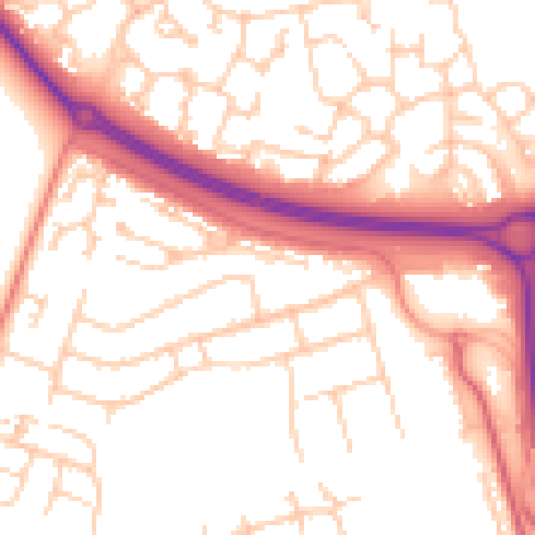 Daytime road noise heatmap for RG23 8BE