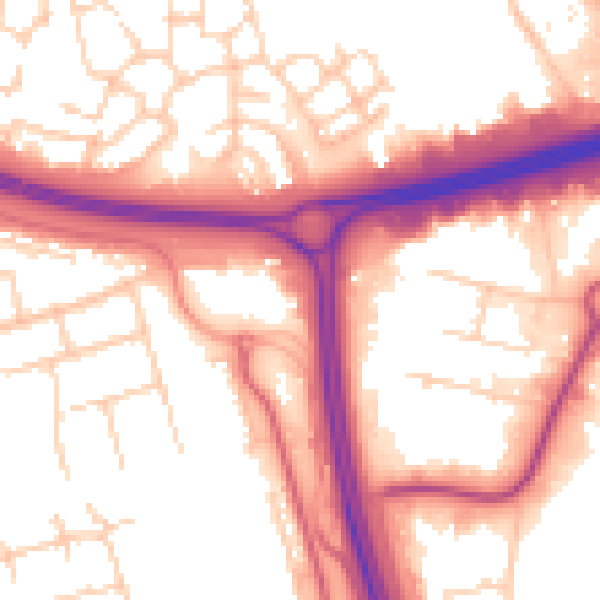 Daytime road noise heatmap for RG23 8DP