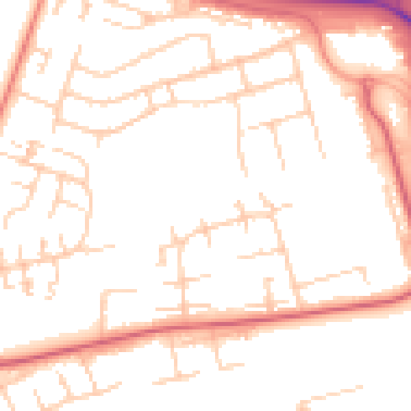 Daytime road noise heatmap for RG23 8ED