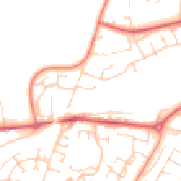 Daytime road noise heatmap for RG23 8EF