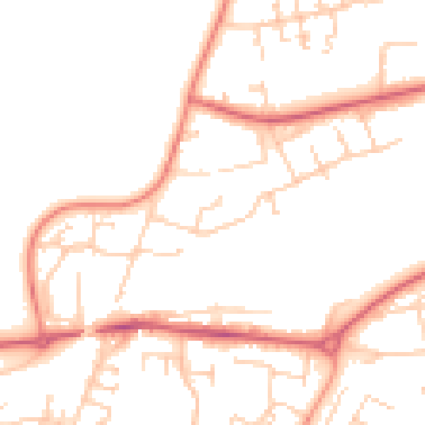 Daytime road noise heatmap for RG23 8EX