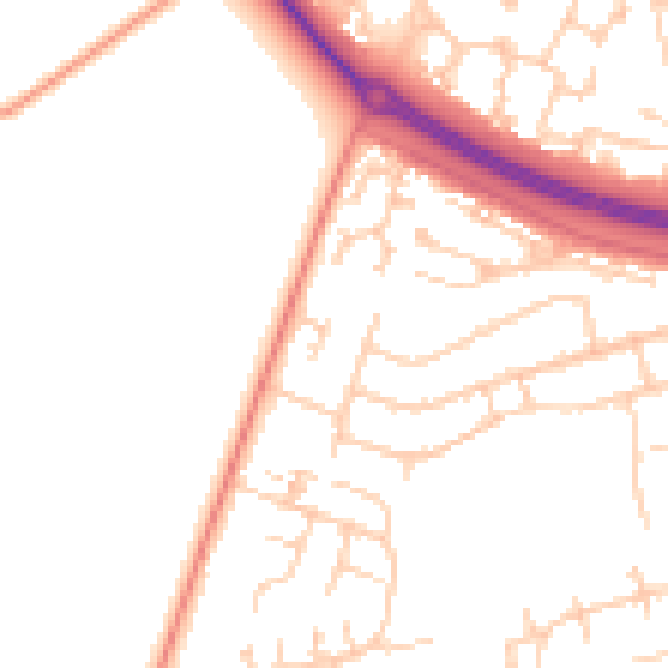 Daytime road noise heatmap for RG23 8HQ