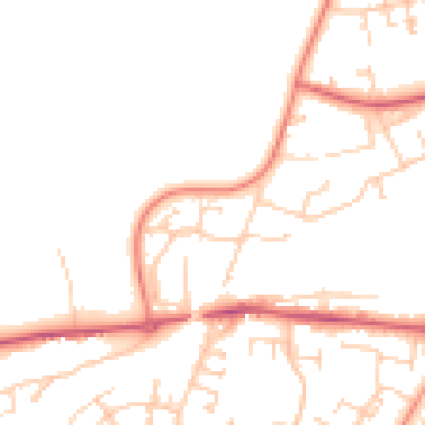 Daytime road noise heatmap for RG23 8HR
