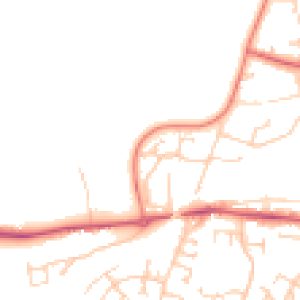 Daytime road noise heatmap for RG23 8HS