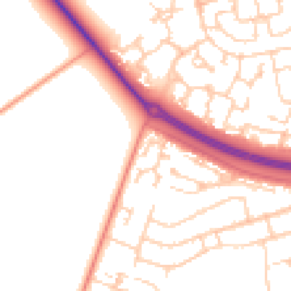 Daytime road noise heatmap for RG23 8HY
