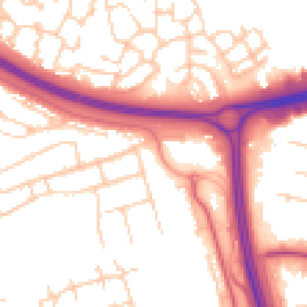 Daytime road noise heatmap for RG23 8LH